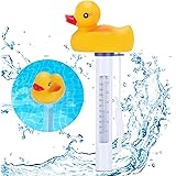 Renfox Schwimmende Wasserthermometer, Pool Thermometer, Entenform Schwimmbadthermometer Bruchsicheres mit Schnur für Innen un