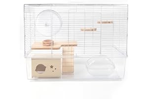 BUCATSTATE Hamsterkäfig mit Zubehör 3 Level, 8 in 1 Kleintierkäfig Großer Starterkäfig Reisekäfig für Rennmäuse, Mäuse, Ratten und Zwerghamster (62x43x35cm)