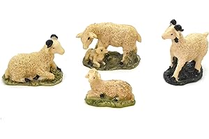 BETTER WITH FRIENDS 4 x ovejas carneros y corderos. figuritas de Navidad 6cm. Conjunto de Escena de Natividad, Figuras .Animales, Nacimiento de jesús. 3 Reyes. oficios belén, Dios. Accesorios para Modelos a Escala