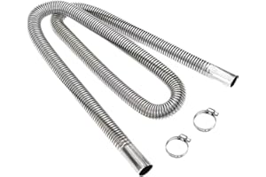 luwiscook Parking Heater Exhaust Pipe, 200CM Air Diesel Exhaust Hose with 2 Clips, Stainless Steel Exhaust Pipe, Flexible Car Exhaust Tubing for Air Diesel Gas Vent Hose Heating
