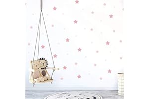 My Nametags® Adesivi Murali Stelle Rosa | Decalcomanie da Parete Rimovibili e Riposizionabili | Decorazioni da Muro per Bambini, Camera da Letto, Cameretta