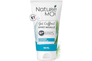Naturé Moi - Gel Coiffant Effet Mouillé - Non Gras, Non Collant - Tenue 12 heures - Tous Types de Cheveux - 97% d'Origine Naturelle - Orge Bio - 150ml - Tube Recyclé - Fabriqué en France