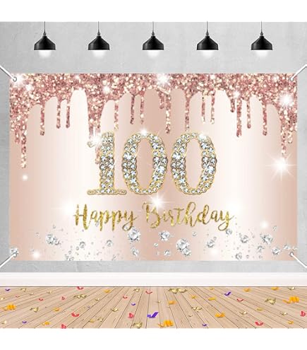 Decorazione Centrotavola Per 100° Compleanno – Happy 100th Birthday Con Strass Dorati, In Lega Metallica, 12x15 Cm, Pesa 113g