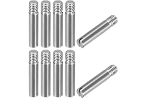 sourcing map 10 Stück M4 x 20mm geschlitzter zylindrischer Stift aus 304 Edelstahl, Außengewinde, Positionierstift für Möbel und Schränke