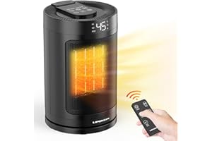 LIPONTAN Electric Space Heater, 1500W Ceramic Fan Heater for Home with Remote, Fast Heating, Energy Efficient, 12H Timer, Oscillation