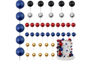 LARDUX 45 PCS Ball Cake Toppers - Baking Cake Decorations DIY Mini Balloon Cupcake Insert for Birthday Party Baby Shower Wedding -Red Black Blue