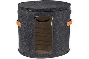 NAQQIOS CABTRA - Scatole da viaggio per cappelli, 43 cm x 50 cm, grandi scatole per cappelli con deposito, custodia da viaggio con custodia antipolvere, contenitore per cappelli