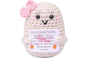 ‎MWMOEEN Mwmoeen Lustige Positive Kartoffel Pocket Hug, Kreative Strickwolle Glückskartoffel mit Mini Positiver Energiekarte, kartoffel glücksbringer, lustige Geschenke für Frauen Freundin (K3
