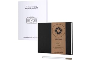 JAECU Album Fotografico Autoadesivo 22x18cm, Copertina di Lino Scrapbook Album Foto 40 Pagine, Regali Nozze Natale Valentino Regalo di Anniversario Compleanno (Nero)