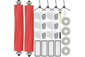 RUKHOOL Zubehör für Roborock Qrevo S/Qrevo Pro/Qrevo MaxV/Qrevo Plus Ersatzteile für Qrevo S zubehörset mit 2 Hauptbürsten, 6 Staubbeutel, 4 Hepa Filter, 4 Wischpads, 4 Schwarz Seitenbürsten