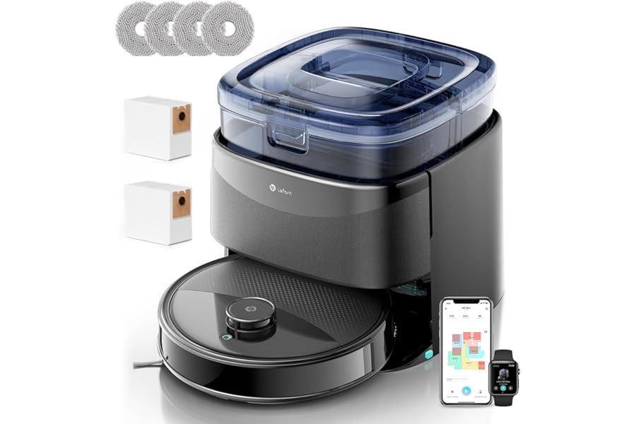 Lefant M3Max Robot Vacuum Cleaner with Mapping, 20000Pa, All-in-One Station, dToF Navigation, PSD Obstacles, 3.2L Self-Emptying, Mop Wash 45°C, Drying, WiFi 2.4G/5G/Alexa/APP