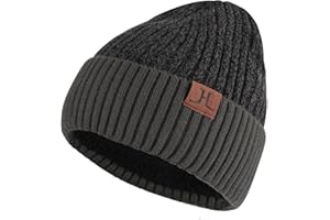 ZASFOU Zimowa czapka dzianinowa dla mężczyzn i kobiet, z polarem, ciepła miękka czapka Slouchy, uniseks, czapka z trupią czaszką z zwiniętym mankietem w niskich temperaturach, ciemnoszary, jeden rozmiar