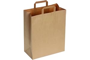 DeinPack Lot de 25 sacs en papier 32 x 12 x 40 cm - Respectueux de l'environnement - Grands sacs cadeaux en papier biodégradables et compostables - Marron