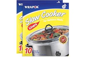 WRAPOK Slow Cooker Liners Kitchen Disposable Cooking Bags BPA Free for Oval or Round Pot, Large Size 13 x 21 Inch, Fits 3 to 8.5 Quarts - 2 Pack (20 Bags Total)