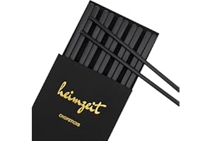 heimzeit Bacchette in fibra di vetro nero di alta qualità, 5 paia di bastoncini dal design elegante, lavabili in lavastoviglie e riutilizzabili