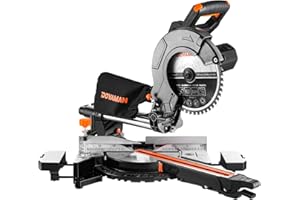 DOVAMAN 340mm Sliding Mitre Saw, 255mm Multi-Material Cutting w/ 3 x TCT Blades, Dual-Handed Operation, 45° Bevel Cutting w/Laser, 5000/3200RPM, 2000W Power Mitre Saw for Wood, PVC, Soft Metal-DMS01A