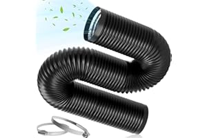 Warmfay Abluftschlauch 125mm, 1m Länge, PVC Flexibel Alurohr Schlauch Lüftungsschlauch mit 2 Schlauchschelle Edelstahl, Flexschlauch für Mobile Klimaanlage, Trockner, Belüftungssystem