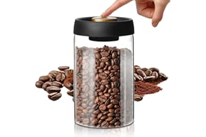 WANDGU Lata de café hermética: tarro de almacenamiento para café, tarros de almacenamiento con tapa de vacío, lata de café al vacío, recipiente de café de cristal, recipiente de café para granos de