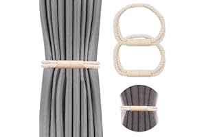 Scettar 2 Stück Magnetische Vorhang Raffhalter,kamelfarben Raffhalter für Vorhänge mit Magnet, Raffhalter für Gardinen Halterung Vorhang Halter Gardinenhalte Dekoration Gardinen zubehör