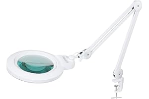Neatfi Loupe Bifocale XL 1,600 Super LED Lampes, Prise Europe, 5 Dioptries avec 20 Dioptries, 16W, 84 PCS SMD LED (Avec Pince, Blanc)