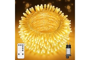 Macchiatto Guirlande Lumineuse Intérieur Extérieur LED 10M/ 40M/ 60M avec et Minuterie, 8 Modes d'Éclairage, Fonction Mémoire, Étanche IP44, pour Décoration Maison, Noë, Jardin, Mariages et Fêtes