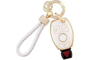 Koaudb - Funda para Llave de Mercedes Benz, 3 Botones, Protector de Llavero de TPU Suave con Llavero para Mercedes Benz A B C E G R S M Class AMG Smart Key Fob Case (Bz-3R)