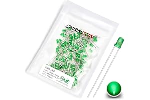 Chanzon Pack of 100 3 mm Flashing Green LED Diode Lights 1.5 Hz Flashing (Diffuse Lens Frosted Round DC 3 V 20 mA) Bright Light Bulb Lamps Electronic Components Display Light Diodes