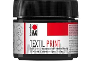 Marabu 17030050974 – Textil Print – Noir lampe – 100 ml – Peinture pour sérigraphie et haute pression à base d'eau – Inodore et résistante à la lumière – Longue durée d'ouverture, pour textiles clairs