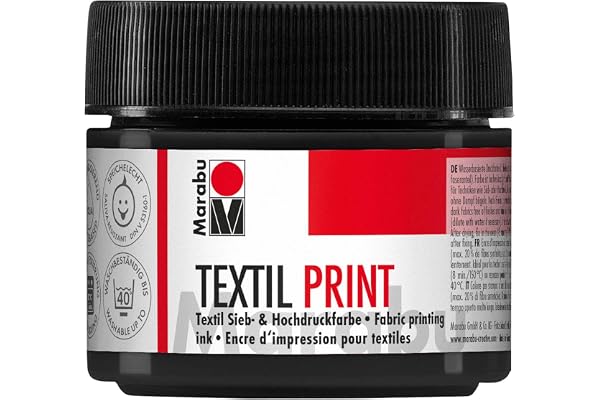 Marabu 17030050974 – Textil Print – Noir lampe – 100 ml – Peinture pour sérigraphie et haute pression à base d'eau – Inodore et résistante à la lumière – Longue durée d'ouverture, pour textiles clairs