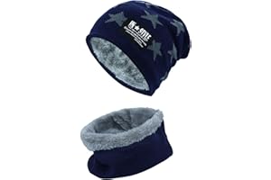 YR.LOVER.HATS YR.Lover Kinder Winter warme Mütze mit Schal Strickmütze weich gefüttert.