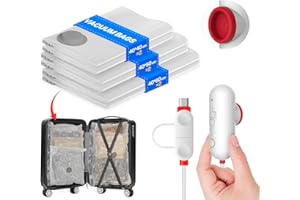 Vacbird Vacuum Storage Bags for Clothes, 6-Pack Vacuum Bags with Portable Electric Pumps, Reusable, Suitable for Clothing storage, Travel, Luggage and Suitcase Storage