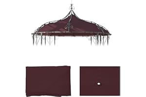 Mendler Couverture de Remplacement pour pergola pavillon Almeria Ø 3m - Rouge-Marron