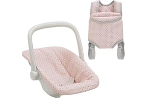 Olivia's Little World Polka Dot Princess Baby Doll Carrier & Car Seat Set, Pink/Grey
