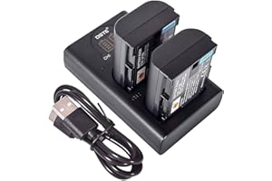 DSTE DE DSTE 2X LP-E6 Ersatz Batterie + Duales USB-Ladegerät mit LCD-Display Kompatibel mit LP-E6n und Canon EOS 5D Mark II,5D Mark III,5DS,5DS R,60Da,70D,7D Mark II,7D Mark III,XC10,XC15 Digital Kamera
