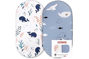 GLLQUEN BABY Bettlaken Spannbettlaken für Babybett 2 Pack,Matratzenschoner für Laufgitter, Oeko-tex100 Moseskorb Stubenwagen Baby Spannbetttuch Bezug, Kinderwagen Matratzenbezug für Neugeborenes