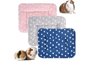 BUNDLEMALL 3 piezas de cama de felpa de animales pequeños, cálida manta mullida para cachorros, almohadilla de dormir de forro polar para conejos, conejos, chinchilla, ardilla (pequeño: 15 x 11 pulgadas, F)