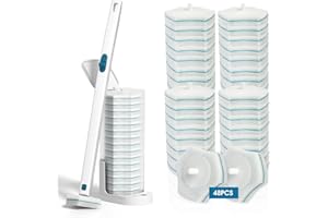 BALORIZ Toilet Wand Kit with 48 Refills, Disposable Toilet Bowl Brush Disposable Toilet Cleaning System Toilet Wand, Storage Caddy and 48 Toilet Brush Refill Cleaning Heads for Bathroom Cleaning