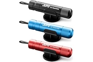 JUFO 3 packs Car Escape Tool with Seat Belt Cutter Quick Emergency Window Breaker Escape Safety Hammer (Red+Black+Blue)