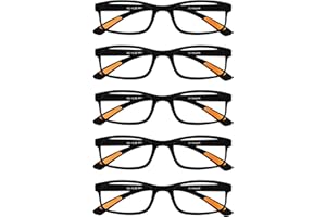 Amazotti Milano Black Trendy Reading Glasses - 5 Pack, +2.00 | Stylish Glasses for Men & Women | Lightweight, Durable, Flexible Eyewear for Reading, Computer, and Screen Use