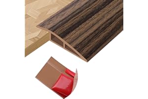 LSGCQ Perfil de transición para suelo tira de umbral adhesivo PVC perfil transición suelo desnivel para umbrales de puertas alfombras (Grano de madera marrón nebulosa, 10mm×1m)