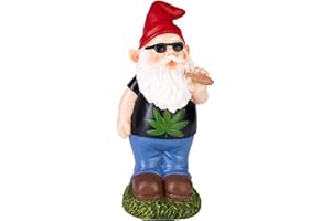 ‎BRUBAKER BRUBAKER Gartenzwerg Cannabis - Frecher Zwerg mit Joint - Gartenfigur Lustig - Gras Rauchen Dekoration Wetterfest für Garten Campingplatz - Gartendeko für außen - 24 cm groß