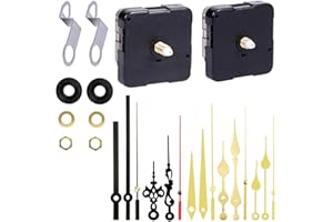 KUOXAN 2 Pcs Long and Short Shaft Wall Clock Mechanism, Battery Powered, Quartz Clock Movement/Parts Motor Replacement DIY Repair Parts (Gold-Black)