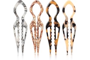 ZORUAM 4PCS French Hair Pin,U-Shape Prestige Hair Pins for Women,4 Color Acetate Twist Hairpin For Women's Buns Thick Hair Styling Accessories (4Pcs)
