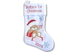 Heart's Sign Bas de Noël pour bébé 2025 (Blanc) | Mon Premier Noël bébé garçon et bébé Fille | Bas de Noël pour Nouveau-né (Blanc)