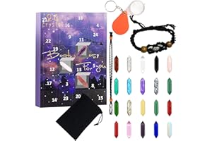NITOOPE Advent Calendar 2024 Rocks, Christmas Advent Calendar 2024, Crystal Advent Calendar, 24 Days Natural Crystal Agate Stone, Christmas Xmas Gifts 2025 (PURPLE -HEAL CRYSTAL)