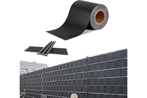 YARDIN Tiras de protección visual de PVC para vallas de doble varilla, 195 m x 19 cm, 450 g/m², con 90 clips de fijación para valla de jardín, balcón, color antracita