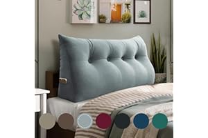 ‎BNCKTRD BNCKTRD Keilförmiger Kopfkissen Schlafzimmer Lesekissen Rückenstütze beim Sitzen im Bett Ergonomisches Lumbarkissen Körperpositionierung Bettkissen Samt Bezug 120CM Grau