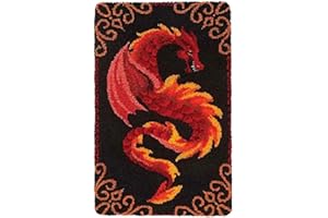 YOOTOM Latch Hook Rug for Knotting Yourself, Latch Hook Kit Self Knotting Set for Children and Adults, Colour Pattern Pre-Printed DIY Latch Hook Rug Kits 50 x 38 cm