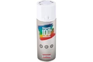AREXONS Smalto Acrilico Spray Bianco Opaco 400 ml, Vernice Universale, Resine di Alta Qualità, Essiccazione Rapida, Bomboletta Spray, Uso Facile, Senza Ammoniaca