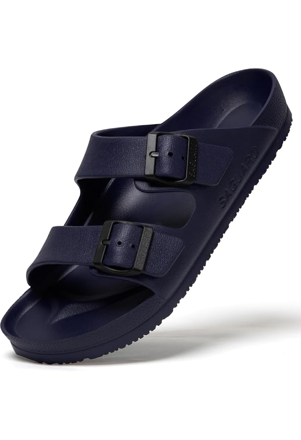 Sandales Confort EVA Unisexe - Plage, Piscine, Maison - Semelle Orthopédique, Réglable - Noir - Homme/Femme